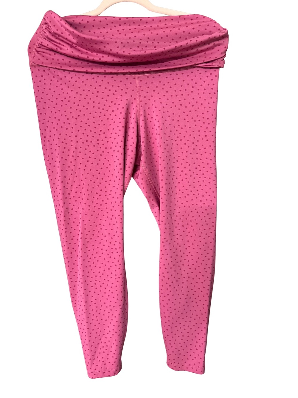 Women’s Nike Pink Fold-Over Waist Leggings with Dot Print
